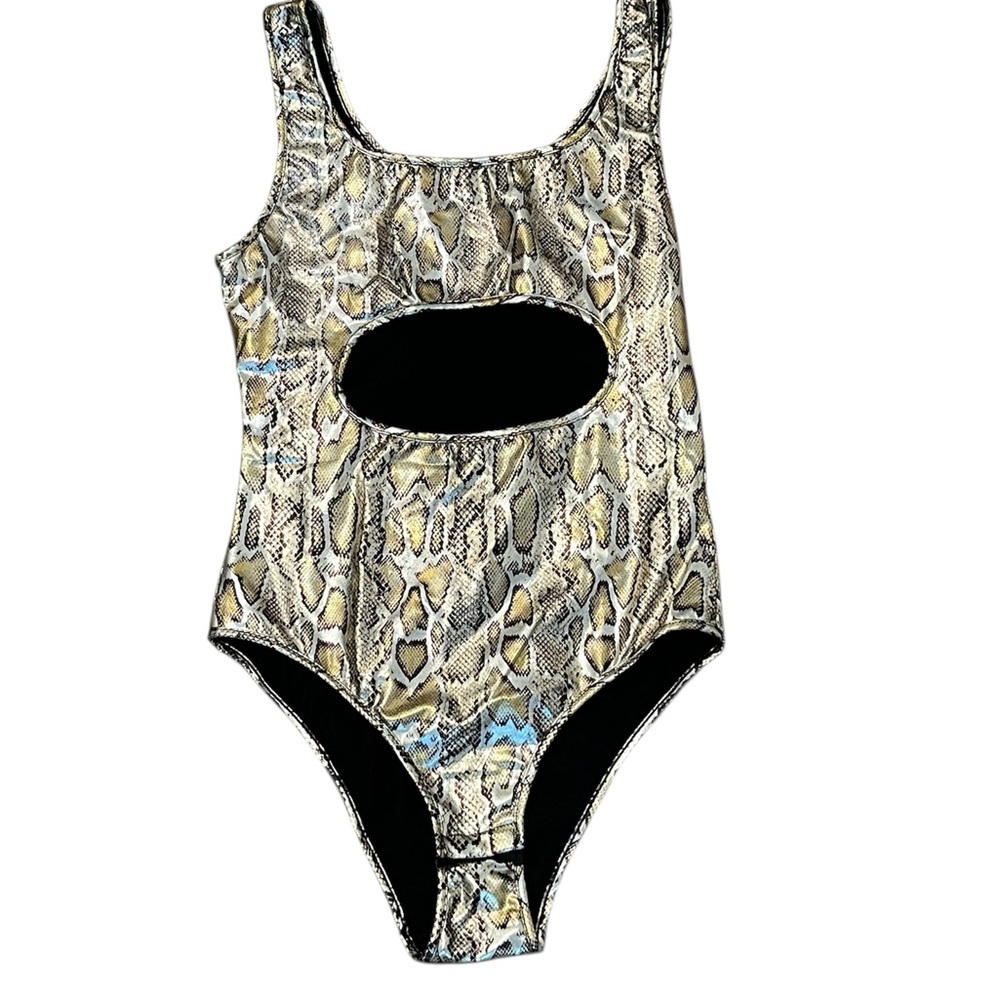 Animal Print Gold Silver Snake Skin Body Suit Size: Medium - Picture 5 of 6